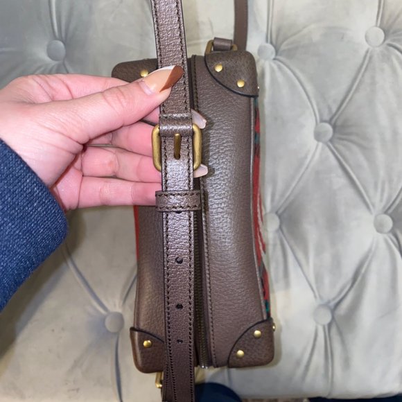 RARE! Gucci Houndstooth And Stripe Shoulder Bag Red & Green NEW W DUSTBAG - Picture 10 of 10